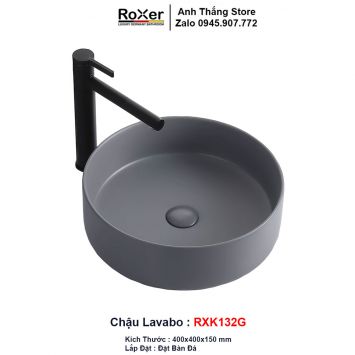 Chậu Lavabo Tròn Xám Đặt Bàn RXK132G