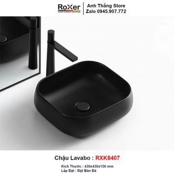 Chậu Lavabo Vuông Đen Đặt Bàn RXK8407