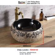 Chậu Lavabo Đen Tròn Hoa Văn Đặt Bàn RXK8130