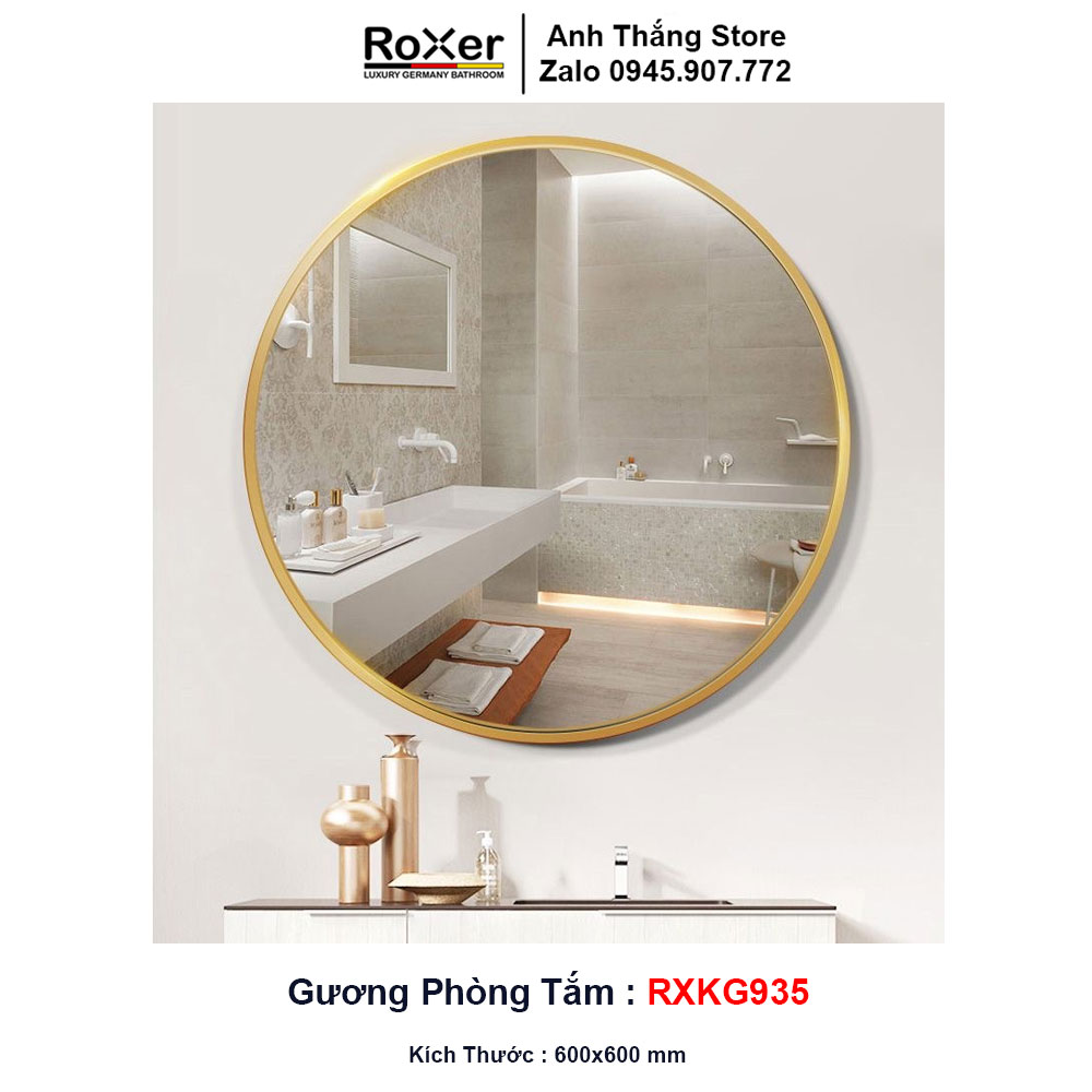 Gương Phòng Tắm Tròn Viền Vàng RXKG935