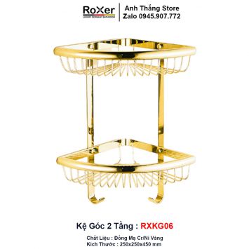 Kệ Góc Đồng Mạ Vàng 2 Tầng RXKG06