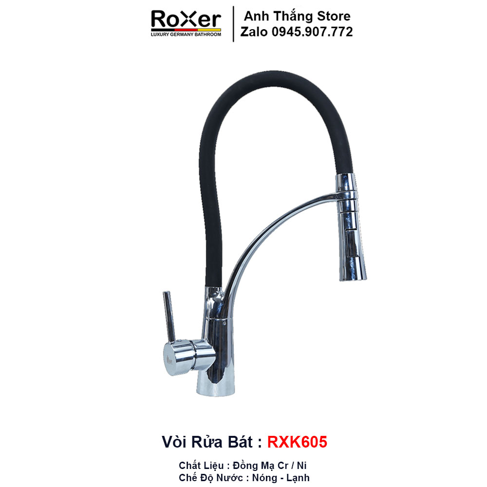 Vòi Rửa Bát Cần Mềm Dây Rút RXK605 | Tổng Kho Roxer Hà Nội
