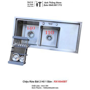 Chậu Rửa Bát 2 Hố 1 Bàn inox 304 RX10045BT