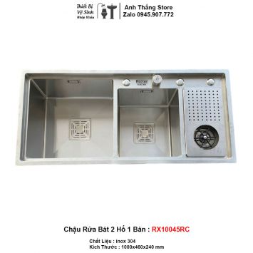 Chậu Rửa Bát 2 Hố 1 Bàn inox 304 RX10045RC