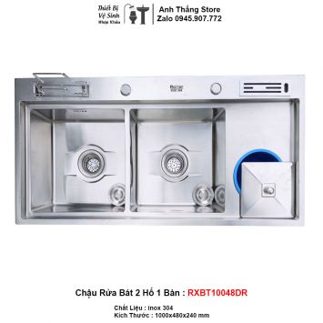 Chậu Rửa Bát 2 Hố 1 Bàn inox 304 RXBT10048DR