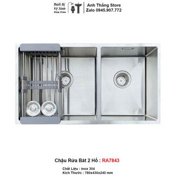 Chậu Rửa Bát 2 Hố inox 304 RA7843