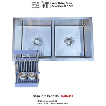 Chậu Rửa Bát 2 Hố inox 304 RA8245T