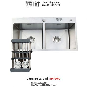 Chậu Rửa Bát 2 Hố inox 304 RX7040C