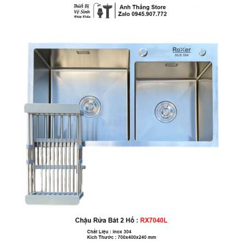 Chậu Rửa Bát 2 Hố inox 304 RX7040L