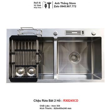 Chậu Rửa Bát 2 Hố inox 304 RX8245CD