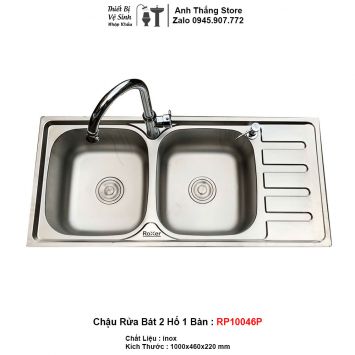 Chậu Rửa Bát 2 Hố 1 Bàn inox RP10046P