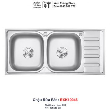 Chậu Rửa Bát 2 Hố 1 Bàn inox RXK10046