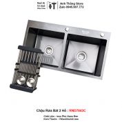 Chậu Rửa Bát 2 Hố Nano Đen RND7843C