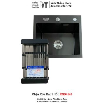 Chậu Rửa Bát 1 Hố Nano Đen RND4540