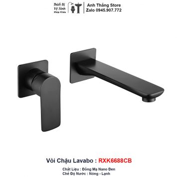 Vòi Lavabo Đen Âm Tường RXK6688CB