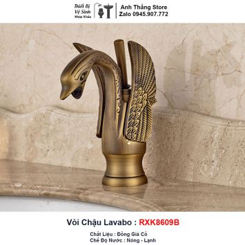 Vòi Lavabo Đồng Giả Cổ Thiên Nga RXK8609B