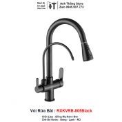 Vòi Rửa Bát Đen Dây Rút 3 Đường Nước RXK805 Black