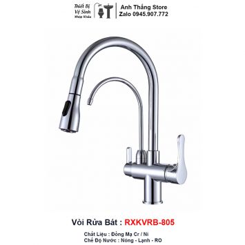 Vòi Rửa Bát 3 Đường Nước Dây Rút RXK805