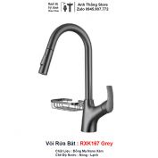 Vòi Rửa Bát Ghi Xám Dây Rút RXK167Grey