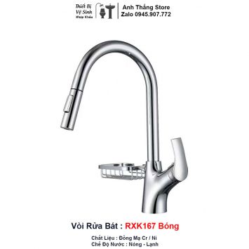 Vòi Rửa Bát Dây Rút RXK167Bóng