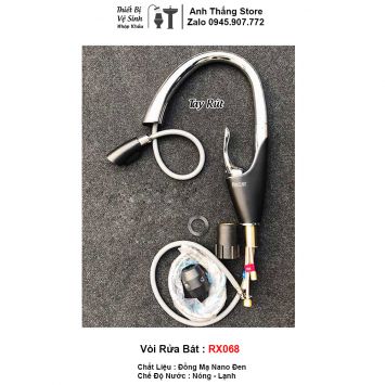 Vòi Rửa Bát Đen Dây Rút RX068