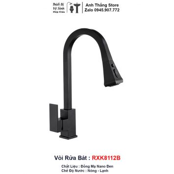 Vòi Rửa Bát Đen Dây Rút RXK8112B