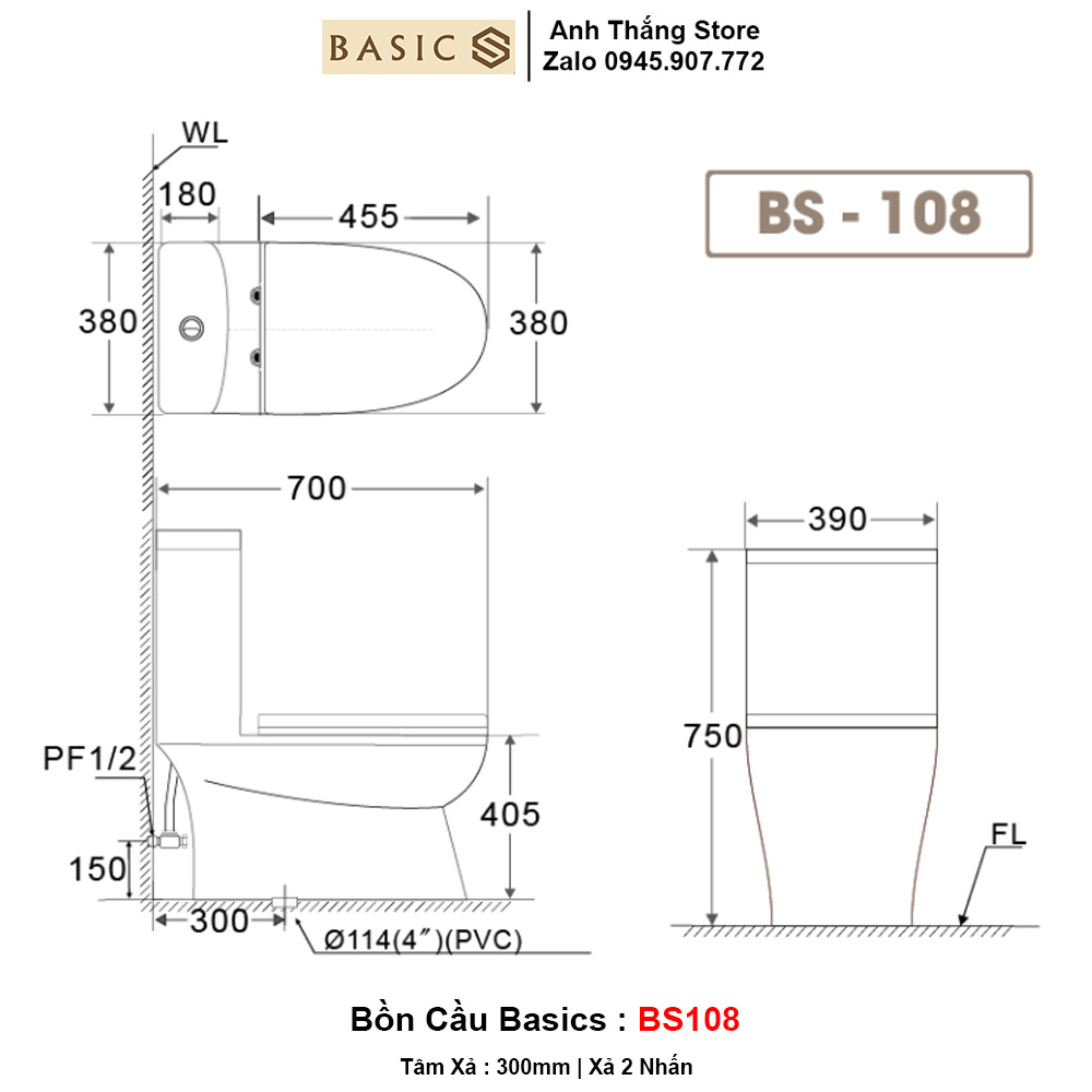 Bồn Cầu Basics BS108