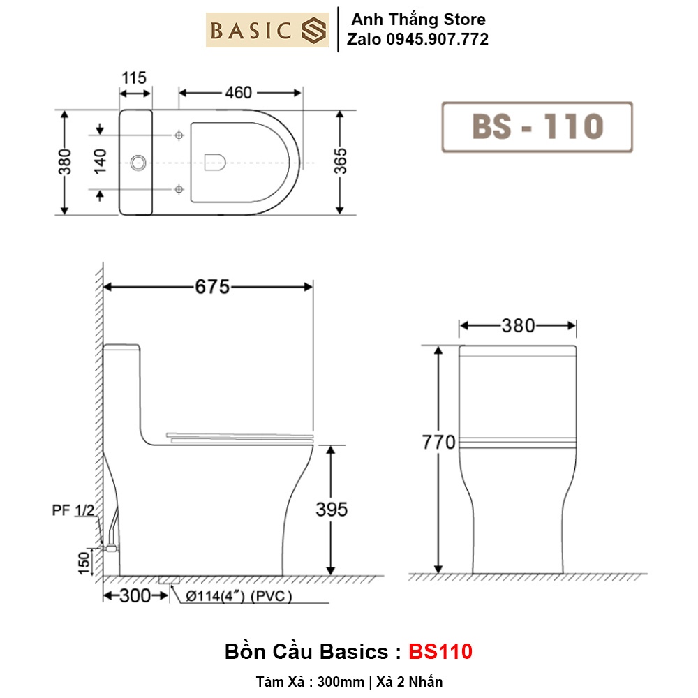 Bồn Cầu Basics BS110