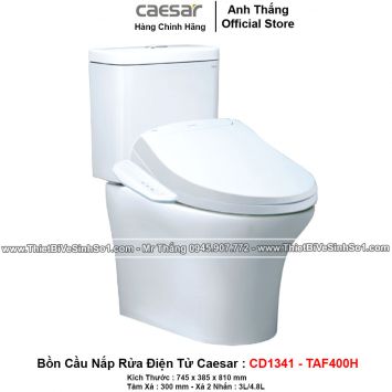 Bồn Cầu Nắp Rửa Điện Tử Caesar CD1341+TAF400H