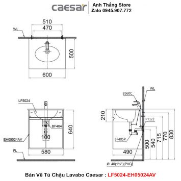 Tủ Chậu Lavabo Caesar LF5024-EH05024AV