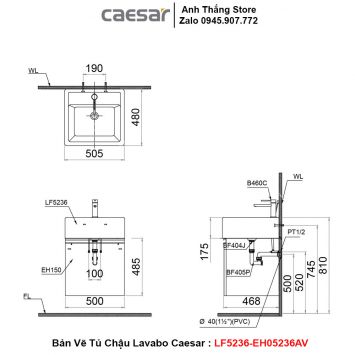 Tủ Chậu Lavabo Caesar LF5236-EH05236AV