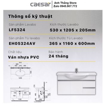 Tủ Chậu Lavabo Caesar LF5324-EH05324AV