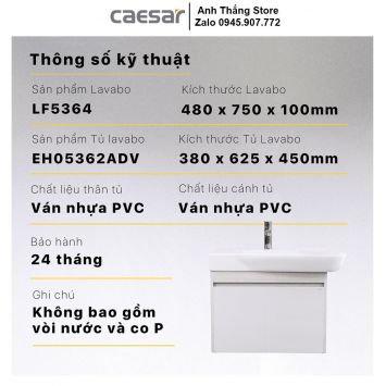 Tủ Chậu Lavabo Caesar LF5362-EH05362AD