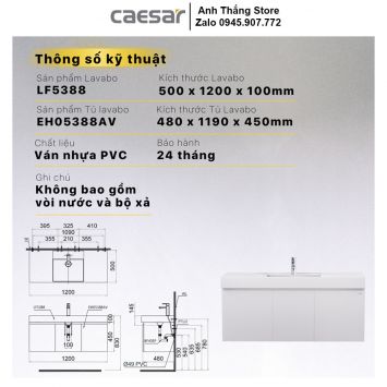 Tủ Chậu Lavabo Caesar LF5388-EH05388A