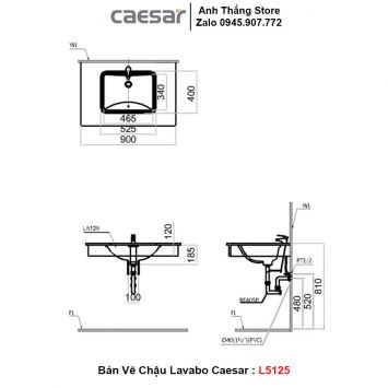 Chậu Lavabo Bàn Đá Caesar L5125