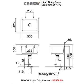 Chậu Giặt Caesar SS558AS