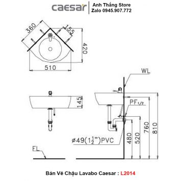 Chậu Lavabo Góc Caesar L2014