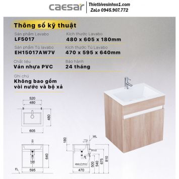 Tủ Chậu Lavabo Caesar LF5017-EH15017AW7V