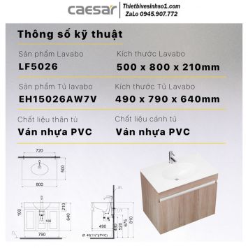 Tủ Chậu Lavabo Caesar LF5026-EH15026AW7V