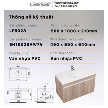 Tủ Chậu Lavabo Caesar LF5028-EH15028AW7V