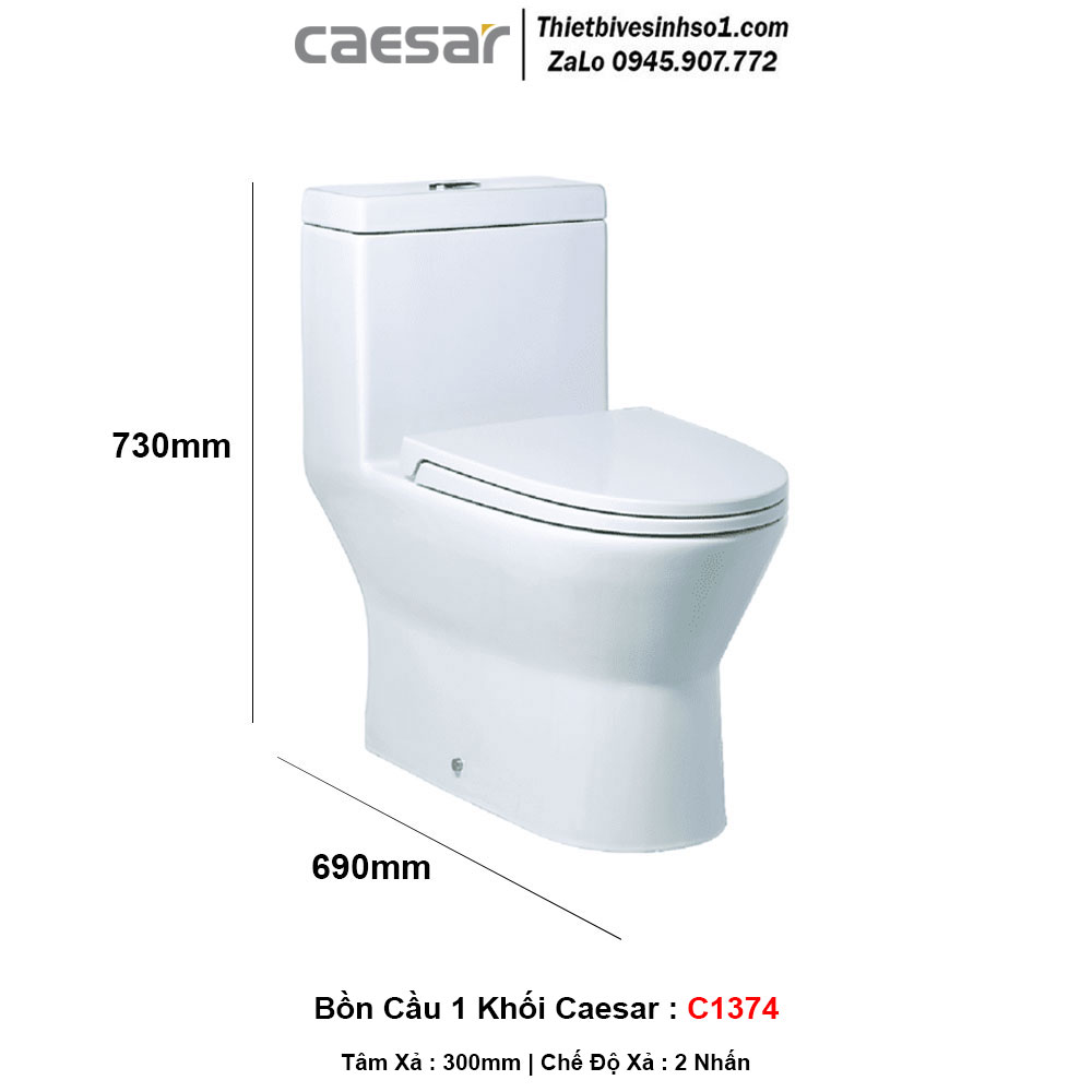 Bồn Cầu 1 Khối Caesar C1374