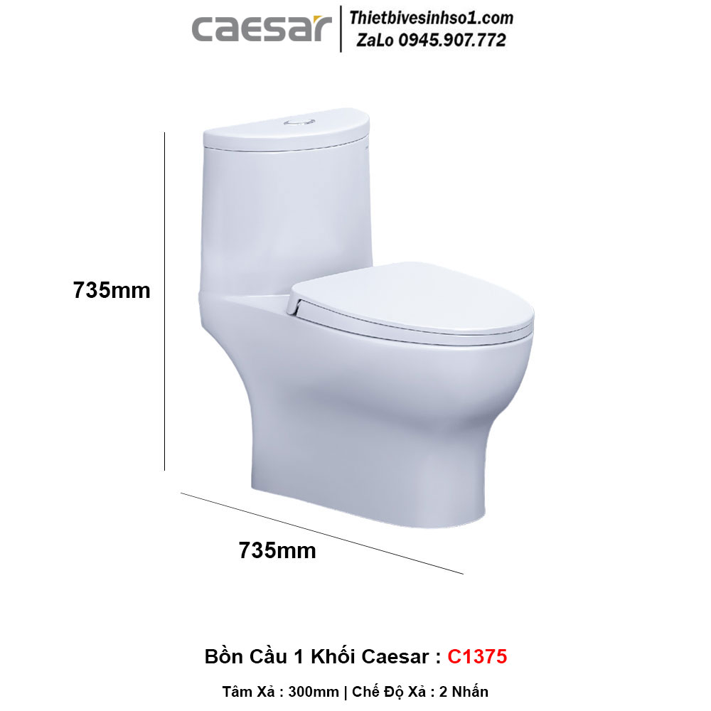Bồn Cầu 1 Khối Caesar C1375