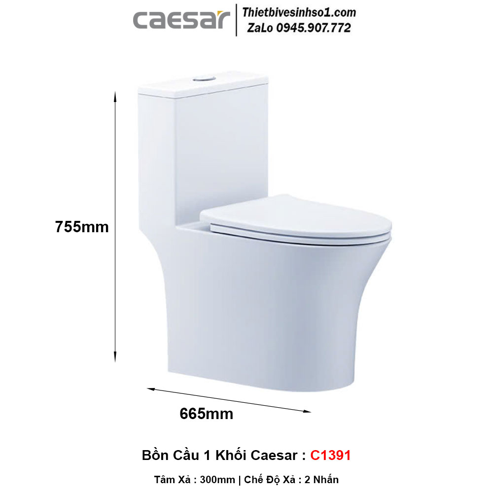 Bồn Cầu 1 Khối Caesar C1391