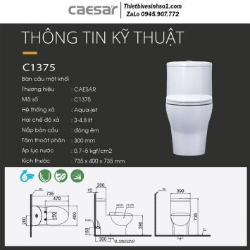 Bồn Cầu 1 Khối Caesar C1375