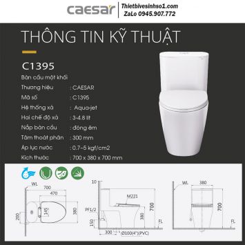 Bồn Cầu 1 Khối Caesar C1395