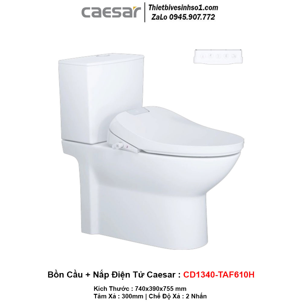 Bồn Cầu Nắp Rửa Điện Tử Caesar CD1340-TAF610H
