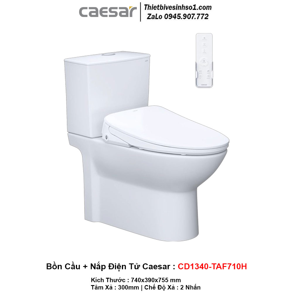 Bồn Cầu Nắp Rửa Điện Tử Caesar CD1340-TAF710H