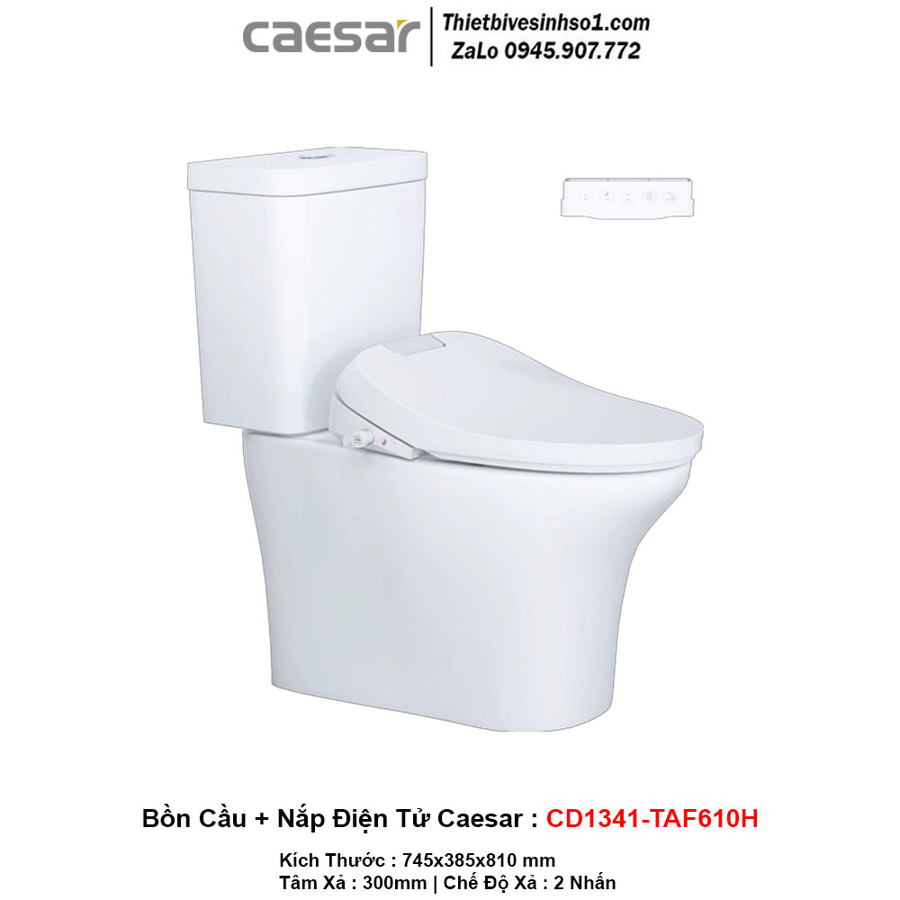 Bồn Cầu Nắp Rửa Điện Tử Caesar CD1341-TAF610H
