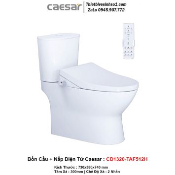 Bồn Cầu Nắp Rửa Điện Tử Caesar CD1320-TAF512H