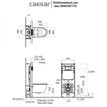 Bồn Cầu Treo Tường Caesar CPT1505